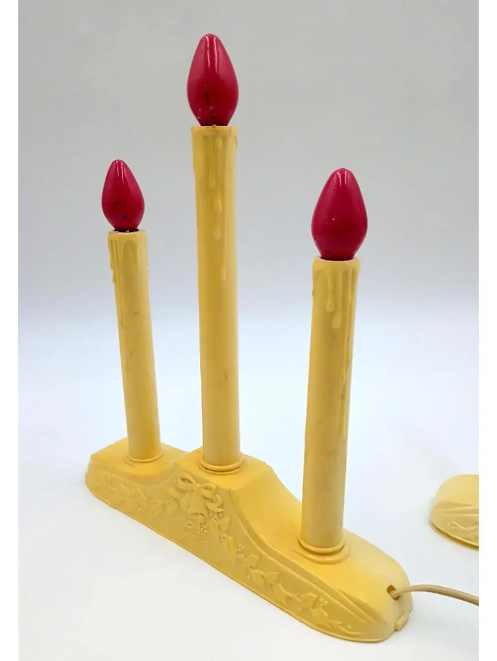 2 VTG 3 Christmas Candelabra Candle off white, Plastic Drip Candolier Electric